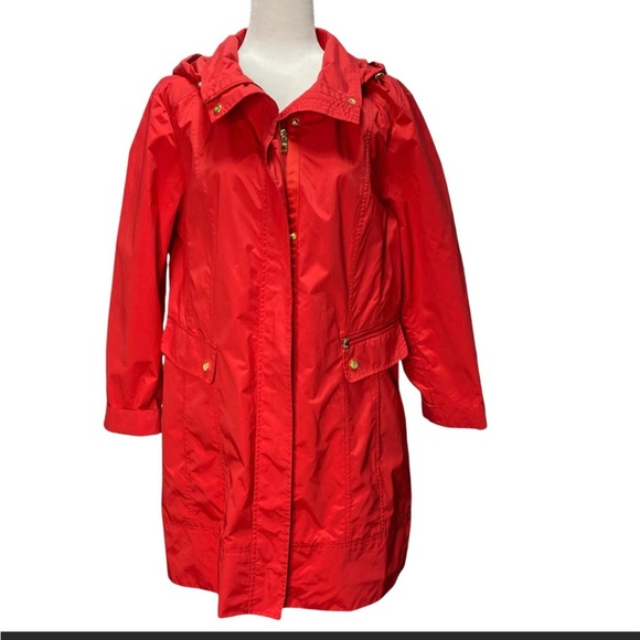 Cole Haan Raincoat  jacket Size m color coral - Picture 2 of 11